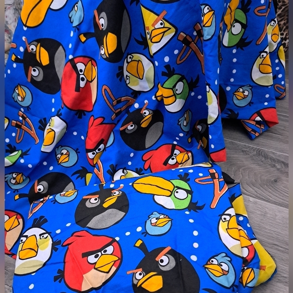 ANGRY BIRDS twin sheet set fitted flat bold colors cartoon kids bedding